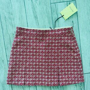 NWT Gucci Kids Red Logo Jacquard Mini Skirt 8 Yrs